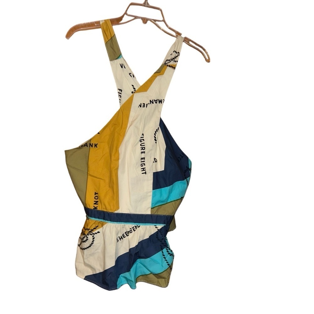 J. Crew Halter Top in Ratti Sail Away Blue Yellow Print Size Medium M
